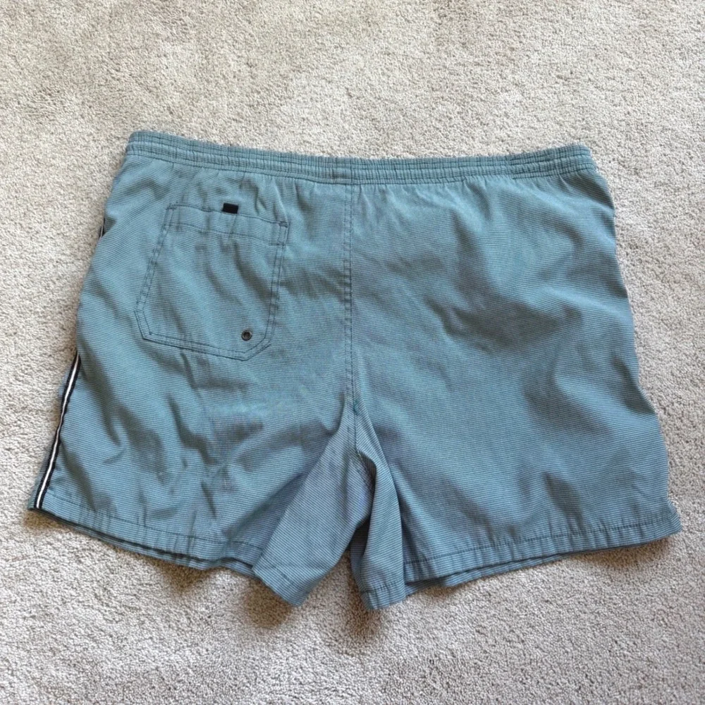 90's Mossimo Surf Swim Trunks L Teal Micro Check Mesh Lined Board Shorts USA